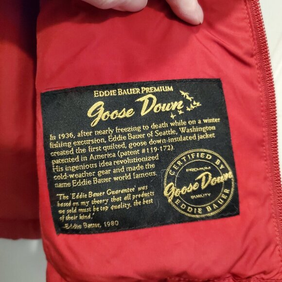 Eddie Bauer Premium Goose Down Quilted Puffer Vest - Bright Red - XS - Picture 8 of 9